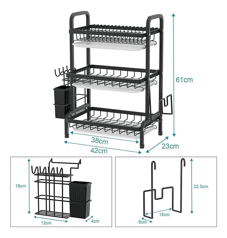 Escurridor para platos de Acero Inoxidable de 3 Niveles